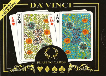 Da Vinci Fiori, Italian 100% Plastic Playing Cards, 2-Deck Bridge Size Small Print Regular Index Set #TOP2