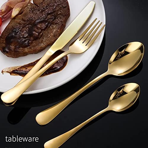 Image of Premium Daily Use Cutlery Stainless Steel Luxury Flatware Serving Dinner Spoon Fork Knife Reusable Mirror Finish for Home Kitchen Dining Table and Gifts (Set of 20, Gold)