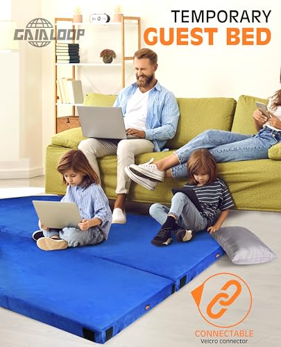 3 Inch Thick GAIALOOP Memory Foam Camping Pad Futon Mattress, Portable Floor Sleeping Mat Sleepover Guest Roll Up Glamping Mattress [Cot:72 * 24 * 3"] - Thumbnail 4