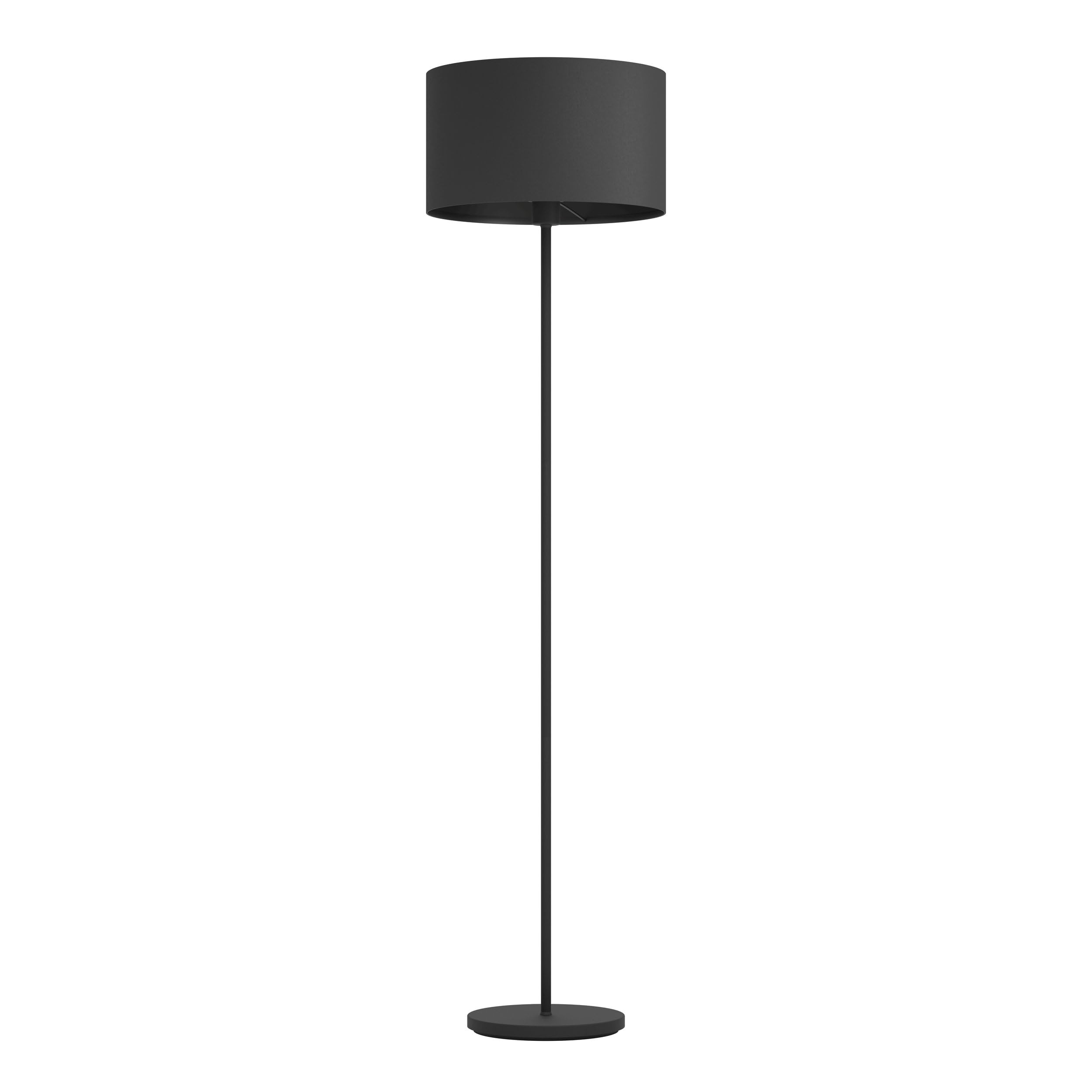EGLO lámpara de pie Maserlo 1, lámpara de pie vintage de una luz, lámpara | de suelo de acero y textil, lámpara para salón en negro, lámpara con interruptor de pie, casquillo E27