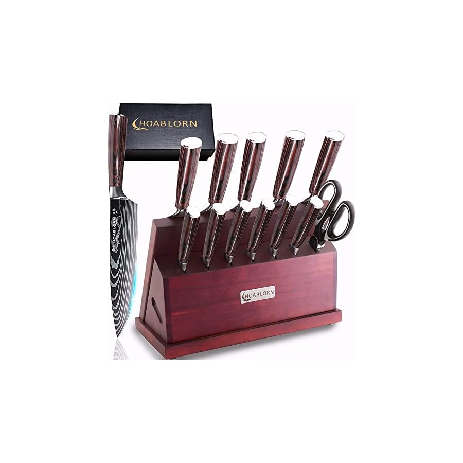 Kitchen-Knives-Set-with-Block-HOABLORN-Luxury-19pcs-Magnetic-Block-Knife-Sets-Acacia-Knife-Holder-with-Strong-Magnet-HeartDamascus-Kitchen-Knives-German-Stainless-Steel-The-One-for-Your-Chefs Kitchen Knives Set with Block HOABLORN Luxury 19pcs Magnetic Block Knife Sets :Acacia Knife Holder with Strong Magnet Heart,Damascus Kitchen Knives German Stainless Steel The One for Your Chefs