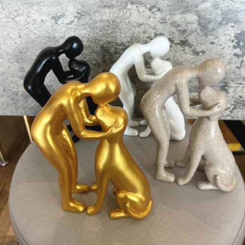 Pozbee Dog Owner Sculpture 8x6 inch, Stone Resin Dogs Statue, Loss of Dog Sympathy, Home Office Desk Shelf Decor Accent, Cute Pet Gift for Puppy Moms (Sandstone) by Pozbee - Used condition - Image 4