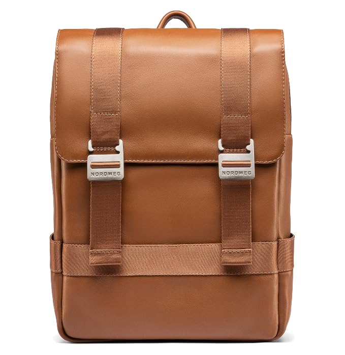 Nordweg Leather Laptop Backpack Dolomites NW101 Full-Grain 15 6 Bag for Work Travel School Stylish 21L Capacity -
