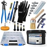 HASKYY 336 tlg. Reifen-Montage-Paste-Schwarz-Set Auswucht-Klebegewichte Gummiventile Wekzeug Set Folienradierer Ventildreher Ventileinzieher Pinsel