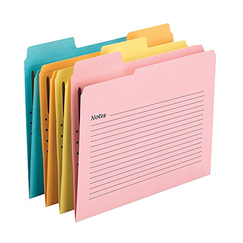 Smead SuperTab® Notes Fastener File Folder, 1 Fastener, Oversized 1/3-Cut Tab, Guide Height, Letter Size, Assorted…