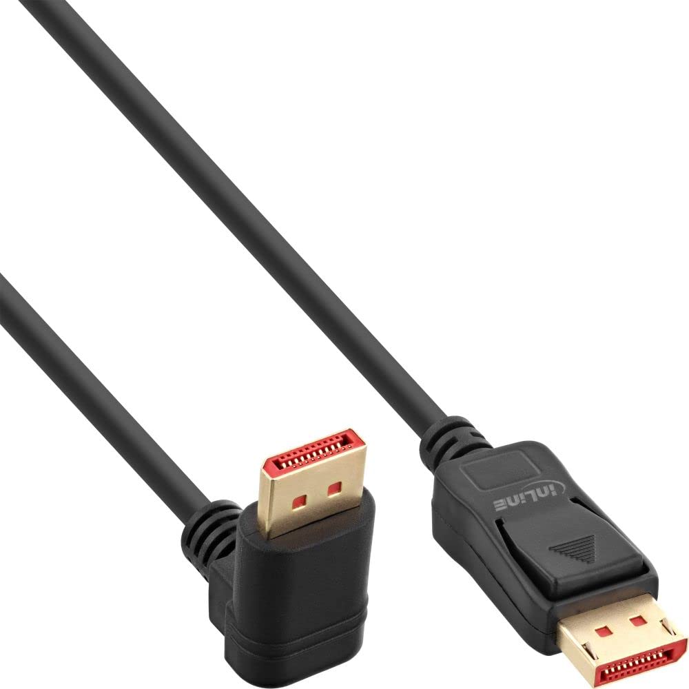 InLine Kabel® 17152U DisplayPort 1.4, 8K4K, kątowy w dół, czarny/złoty, 2m