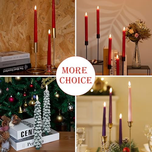 Image of Red Flameless Taper Candles with Rmote, 9.6 inch Real Wax Battery Operated Candles with 3D Wick, 3 Pack Christmas Led Candlesticks for Table, Home, Wedding, Party, Xmas Decor