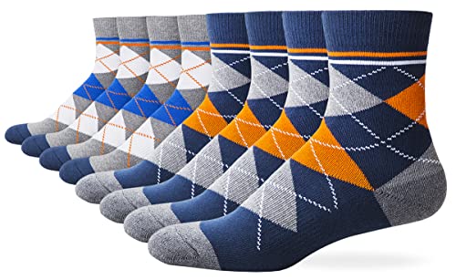 Men's Fashionable Argyle Diamond Pattern Socks, Double Pile Sports Athletic Golf Socks / 4 pairs (4 Pairs)