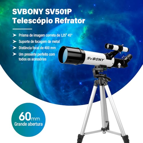 Telescópio para adultos, fácil de usar, telescópios astronômicos com abertura de 60 mm para crianças