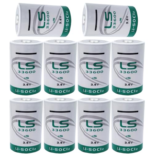 XCGonSa 10-Pack 3.6V 17000mAh LS33600 Battery for LS33600 D Size Lithium Thionyl Chloride Battery