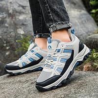 ASOCO DREAM Wanderschuhe Herren Damen Trekkingschuhe Leicht Outdoorschuhe Atmungsaktiv Bergschuhe Wanderhalbschuhe,Beige Blau,41 EU – Ansicht 2