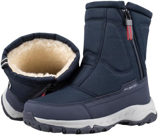 Men's Warm Snow Boots, Fur Lined Waterproof Winter Shoes, Anti-Slip Lightweight Ankle Boot