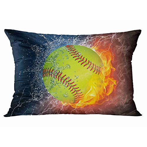 Tarolo Decorative Pillow Cover Case Ice and Fire Softball Art Water and Flame Throw Pillow Cases Covers Home Decor Bedding Pillowcase 20x30 Inches Two Sided Print Pillowcases
