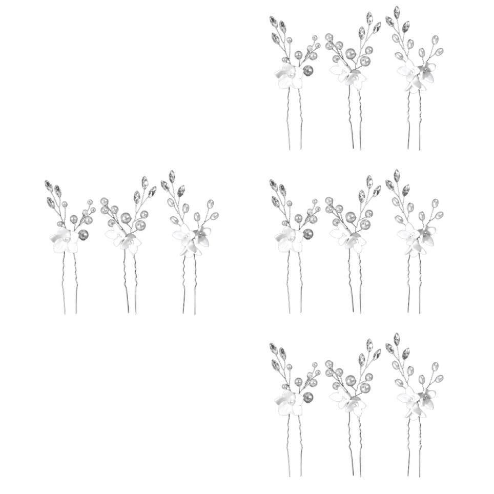 Baluue 12stücke Teiliges U-förmiges Haarschmuck-set Mit Weißen Blumen Für Hochzeiten Brautfrisuren Und Brautjungfern Haarnadeln Kunstperlen Für Besondere Anlässe