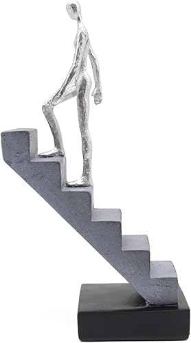 Estatua de escalera y escultura, figuras creativas de escaleras para sala de estar, decoración del hogar, resina, plata