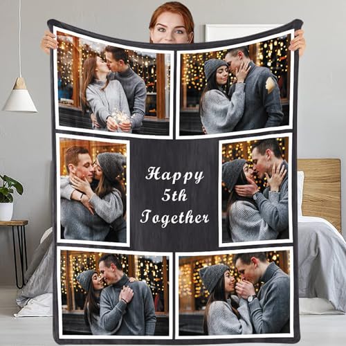 Shinelady Personalized Couples Gifts - Custom Blanket with Photos Customized Picture Blanket Birthday Gifts for Boyfriend Girlfriend Wife Husband, I Love You Gifts for Him