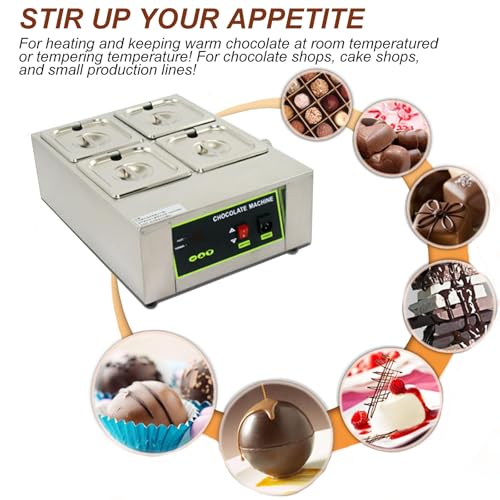 Máquina eléctrica para fundir chocolate 6 cubetas acero inox miniatura 3