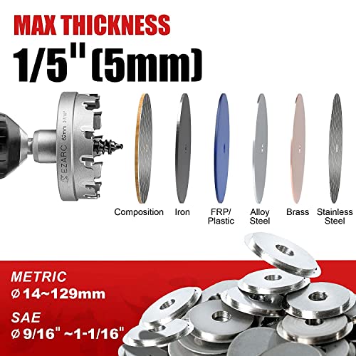 Image of EZARC Carbide Hole Saw Heavy Duty, Hole Cutter for Stainless Steel, Sheet Metal 2-1 /2 inch 64mm