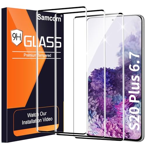 3 Pack Galaxy S20 Plus Screen Protector HD Clear Tempered Glass Fingerprint Unlock 3D Curved Scratch Resistant No Bubble for Samsung Galaxy S20 Plus 5G Glass Screen Protector