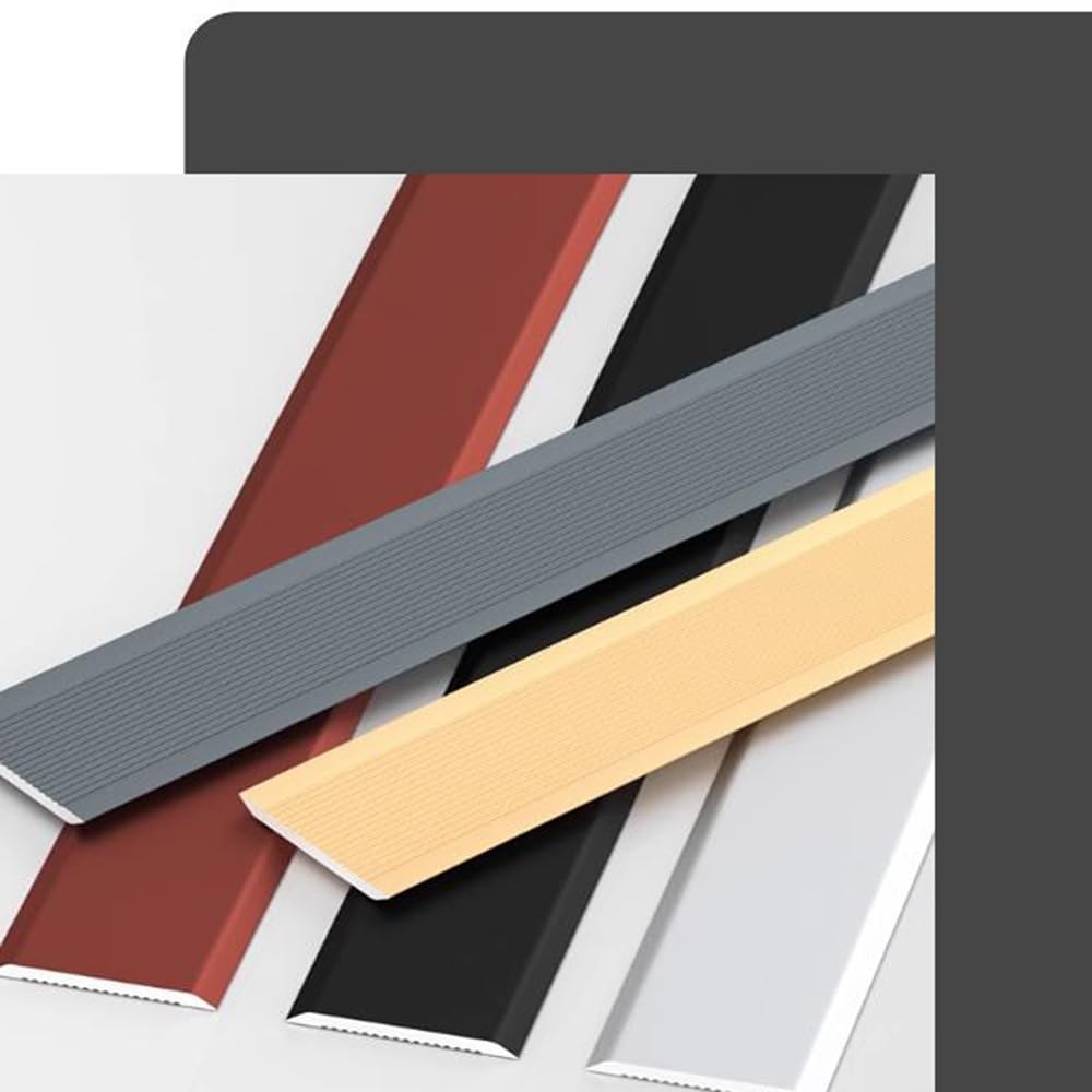Listwa przejściowa podłogowa 35,4x0,8 cala aluminiowa płaska listwa rozdzielająca podłogowa samoprzylepne listwy progowe, do zakrywania szczelin w drzwiach(Gray,2Pcs)