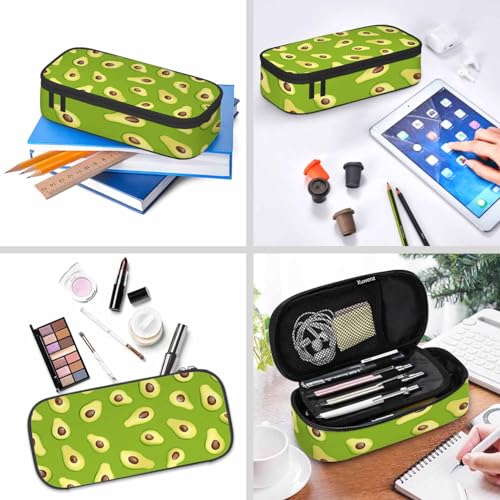 Image of Green Avocado Pencil Holder Bag Exotic Tropical Fruits Pencil Case College Office School for Teens Boy Girl