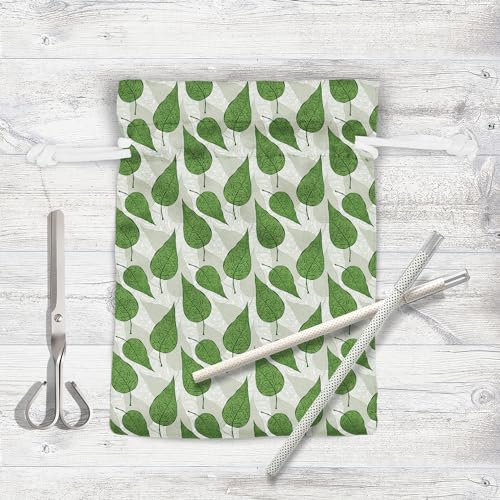 Image of ArtzFolio Hand Drawn Green Leafs | Pouch Wrist Potli Bag | Bag for Weddings & Casual Parties