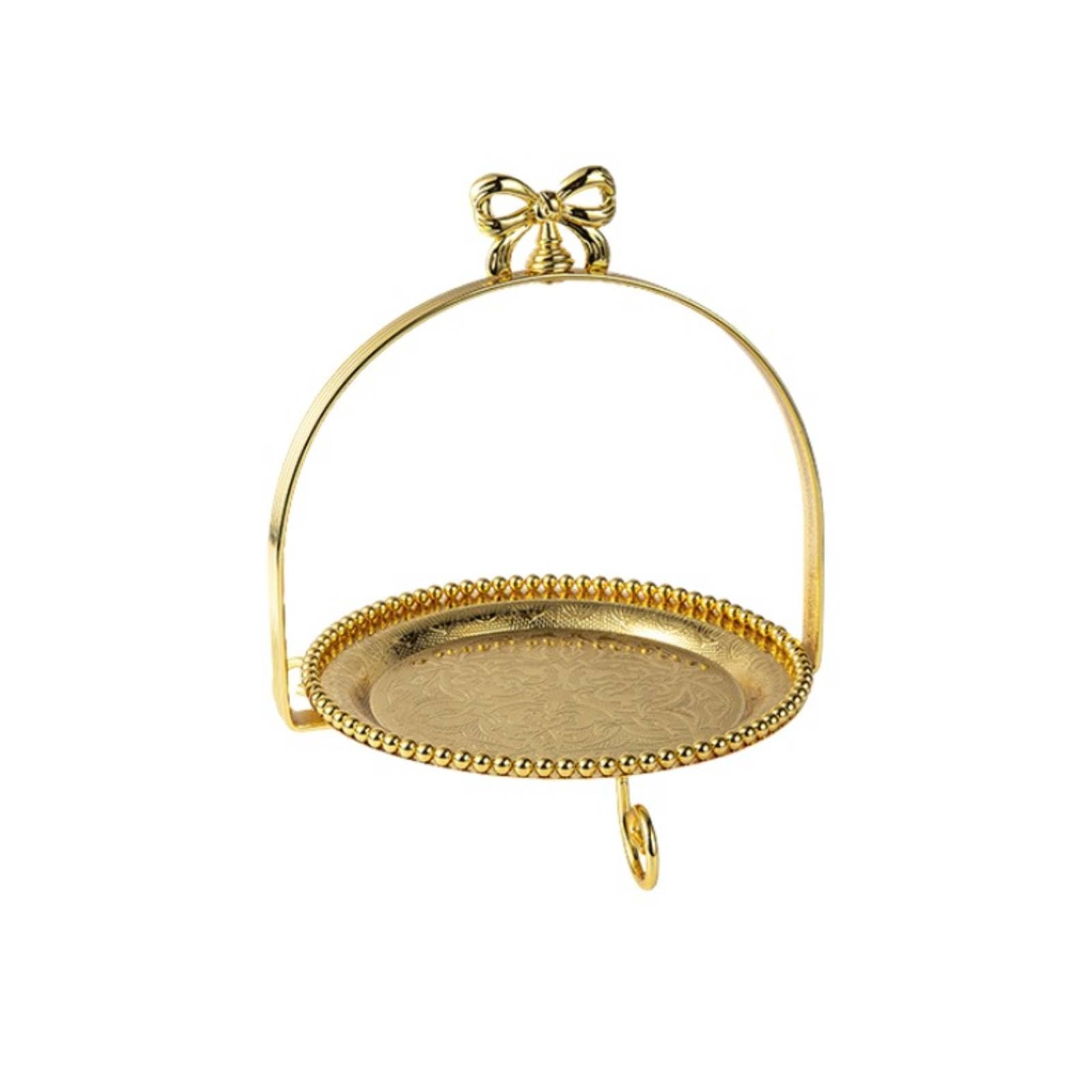 Vassoio da Portata con Piedini Monopiano Alzata con Piedini Multiuso Porta Dolci per Festa di Compleanno , Oro , 21 Cm