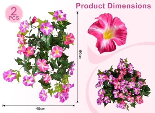 Image of Artificial Petunias 2 Packs UV Resistant, Rose Red & Fuchsia