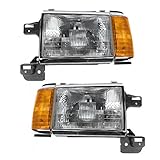 Headlights Headlamps w/Chrome Trim Pair Set for 87-91 Bronco F-Series Truck