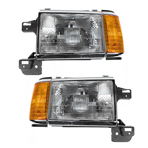 Headlight Assembly Set Headlights Driver & Passenger Side Compatible with 1987-1991 Ford Bronco F-150 F-250 F-350 FO2502105 FO2503105