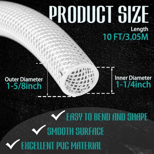 Image of 1-1 /4 inch ID x 1-5 /8 inch Od x 10 ft Braided Tube Reinforced Vinyl Hose