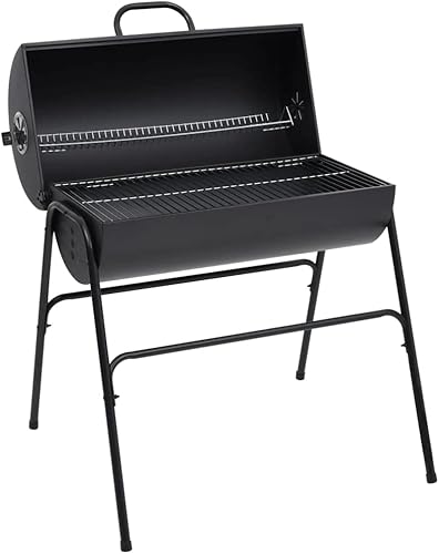 SKM Parrilla de barril con 2 rejillas de cocina color negro 315 x 374 x 354 pulgadas acero