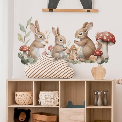 Vinilos adhesivos de pared con diseño de conejitos y bosque miniatura 4