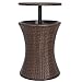 ZenStyle Height Adjustable Cool Bar Rattan Style Outdoor Patio Table Cooler All-Weather Wicker Bar Table with Ice Bucket for Party, Pool, Deck, Backyard (Brown)
