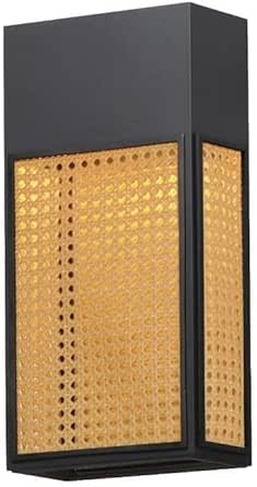 Maxim Lattice - 15W 1 LED Outdoor Wall Mount-16 Inches Tall and 8 Inches Wide-Black/Rattan Finish