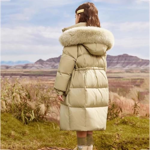 Girls Down Parka Jacket with Fur Hood, Long Hooded Puffer Coat Winter Warm Padded Windbreaker Overcoat 6-16 Years3