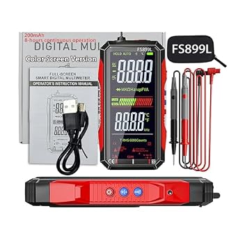 FS899C/FS899L Multimeter, True RMS Smart USB Rechargeable Digital Multimeter 6000 Counts, Large Color Screen & Backlight, Automatic Tester for Electrical Issues FS899LColor