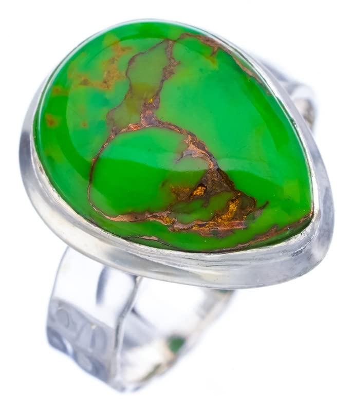 Bague turquoise ajustable taille 54 argent 925 martelé StarGems