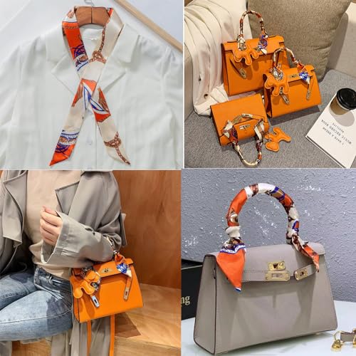 Purse Handle Scarf Handbag Scarf Skinny Purse Scarfs Handle Wrap Ribbon Scarf Purse Handle Cover Wraps Head Band Silk Scarf for Purse Handle Narrow Scarf for Bag Handbag2