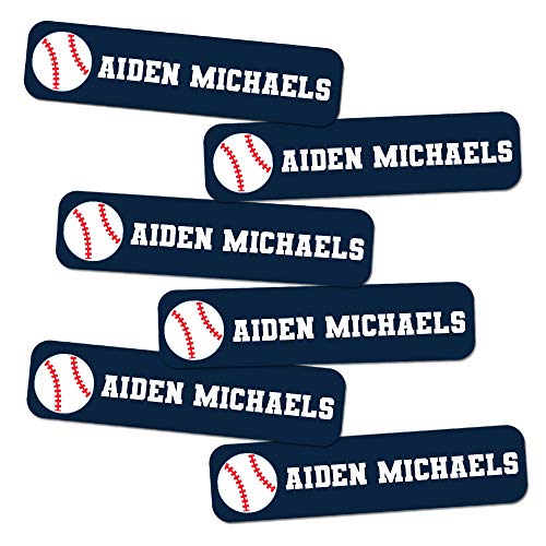 Label Daddy, Custom Small Sports Name Labels, Custom Name Stickers for Kids Waterproof, Personalized Labels for Shoes, Lunch Boxes & More, Baseball Design, 80 Ct