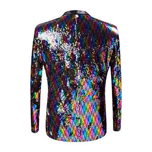 Men Stylish Two Color Conversion Shiny Sequins Blazer Suit Jacket2