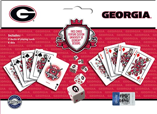 Image of MasterPieces Game Day - NCAA Georgia Bulldogs 2-Pack Playing Cards & Dice Pack - Officially Licensed Set for Adults and Family