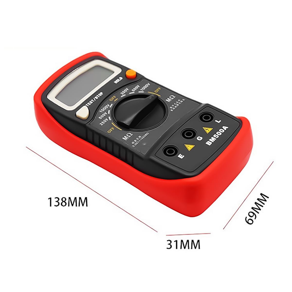 Sarini Testeur de résistance d'isolation numérique Bm500a 1000V 1999mω Résistance Écran LCD Mégaohmmètre Testeur électronique pour la Maintenance Testeur Portable