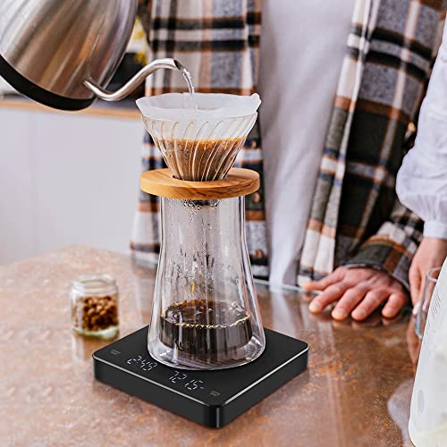 Arrinew Coffee Scale With Timer, Rechargeable Digital Espresso Scale For Pour Over, 0.1G High Precision, Electric Mini Kitchen Food Scale, 3000 Grams Coffee Scales With Invisible Screen #TOP1