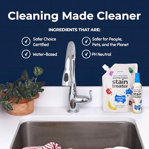 Image of Miss Mouth's Messy Eater Stain Treater Refill Ready Kit - 2 Pack Stain Remover Spray and 16oz Refill Pouch - Newborn & Baby Essentials - Food, Grease, Coffee Off Laundry, Underwear, Fabric