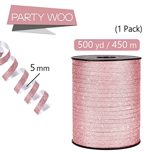 Image of PartyWoo Rose Gold Ribbon - 500 Yard Curling Ribbon for Crafts, Balloons, Gift Wrapping, Hair, Florist Flowers (1 Roll)