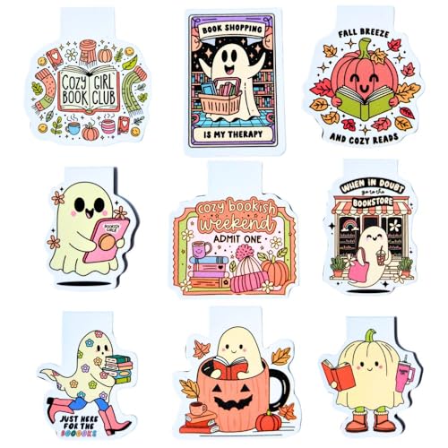 9PC Fall Magnetic Bookmarks Cute Funny Spooky Halloween Bookmark Thanksgiving