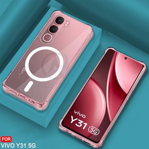 Image of AESTMO Clear Back Cover for Vivo Y31 5G | 360 Protection | Transparent Back Cover for Vivo Y31 5G (PC + TPU, Compatible with MagSafe Accessories, Transparent Bumper)
