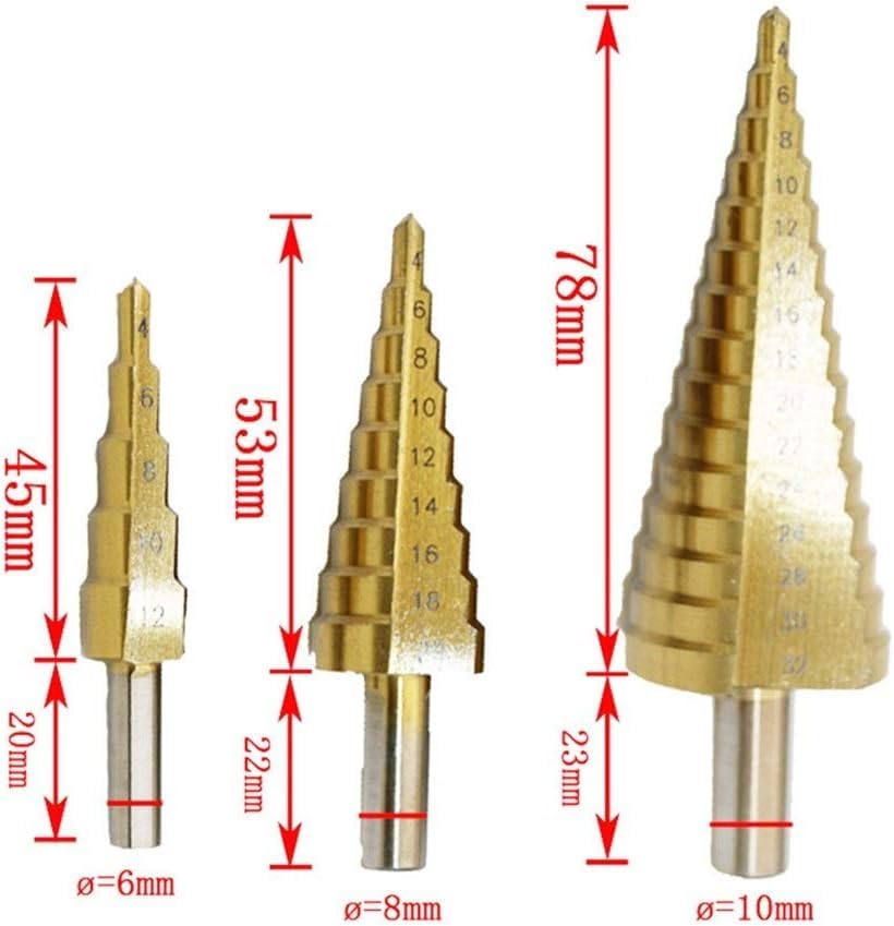 Wiertła do metalu, wiertło stopniowe z rowkiem spiralnym, wiertła stopniowe ze spiralnym rowkiem Hss 4-12/4-20/4-32 mm Narzędzia do cięcia stożkowego stopniowego Wiertło do metalu ze stali do obróbki