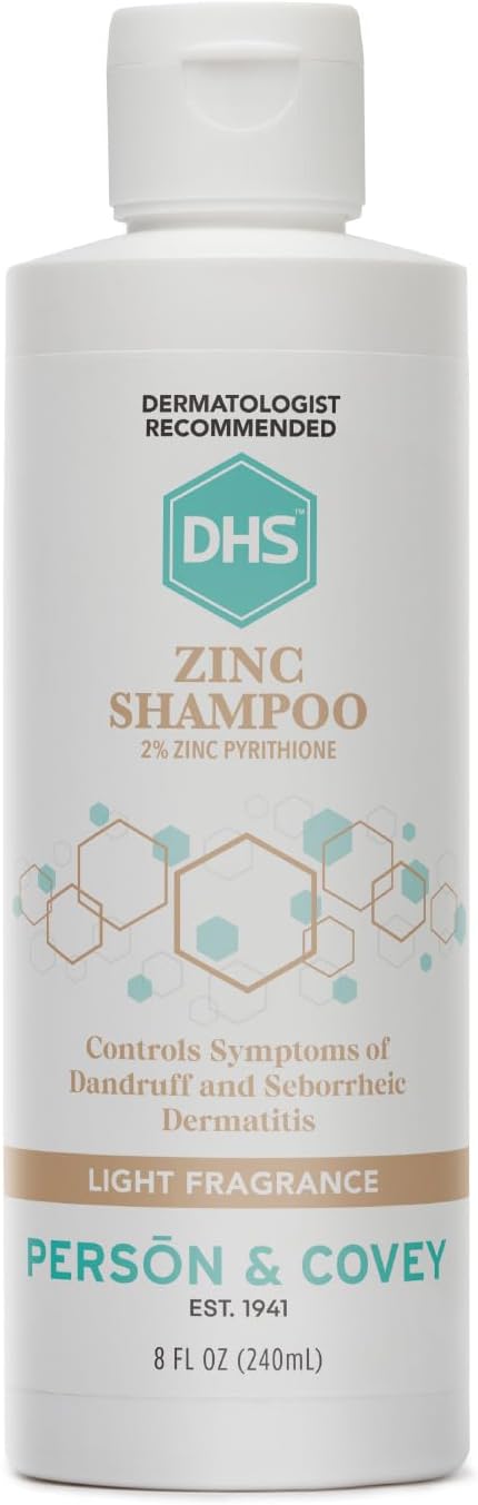 DHS Zinc Shampoo – Dandruff Shampoo – for Flaky and Dry Scalp with 2% Zinc Pyrithione, 8 oz